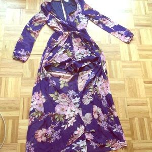 Venus floral purple jumpsuit romper S
